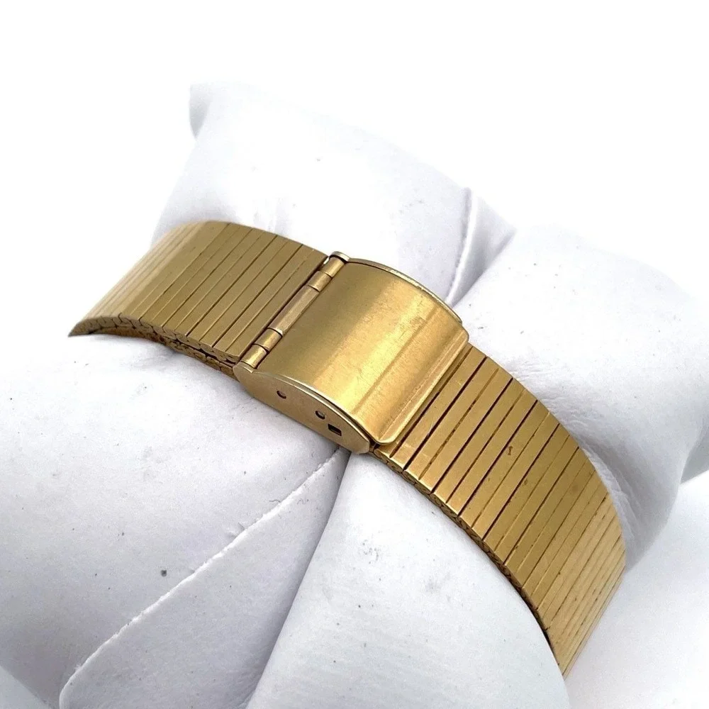 Vintage 80s Timex Men's Quartz Digital Alarm Watch Gold Tone